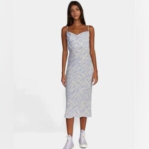 RVCA Lilac & Cream Midi Slip Dress with Geometric Print